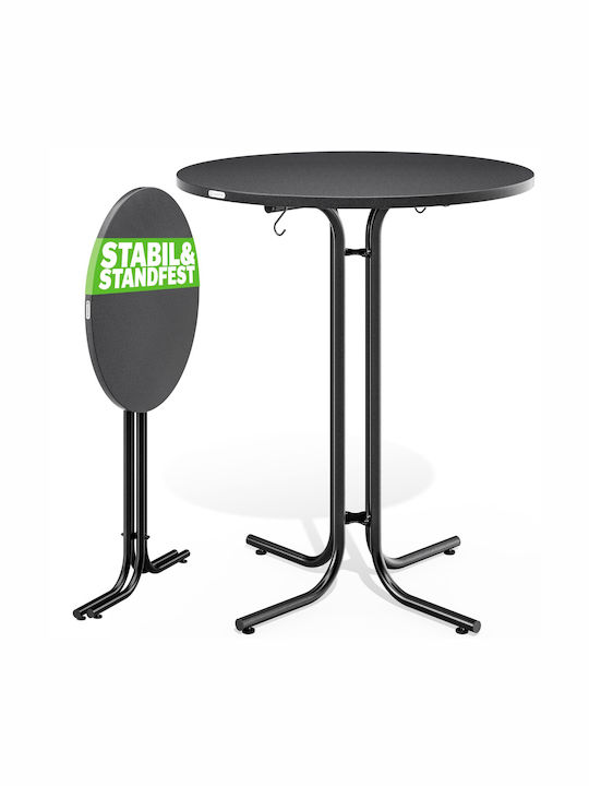 Masă Metalică Catering Pentru Spații Mici Exterioare Pliabilă Gri 80x80x110cm