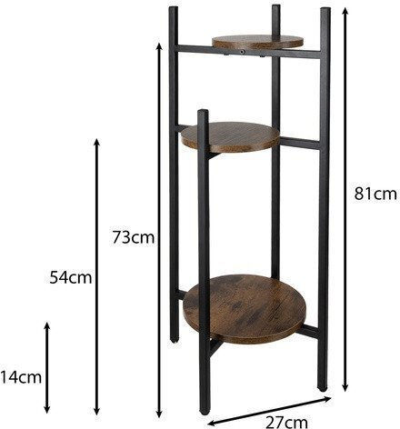 Ruhhy Blumentopfständer Metall Schwarz 27cmx27cmx81cmcm.