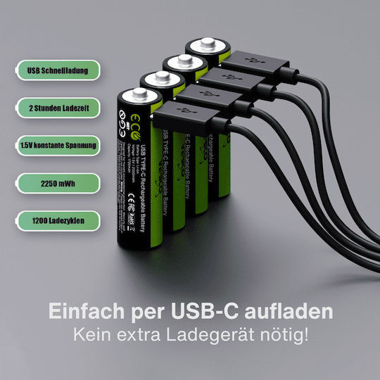 Verico Loopenergy Aa2550 4er-pack Επαναφορτιζόμενες Usb-c
