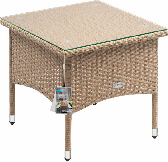Masa pentru spații exterioare mici Ratan Cream 50x50x45buc