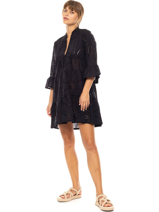 Pink Label Damen Kaftan Strand Black