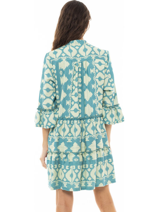Pink Label Damen Mini Kaftan Strand Aqua