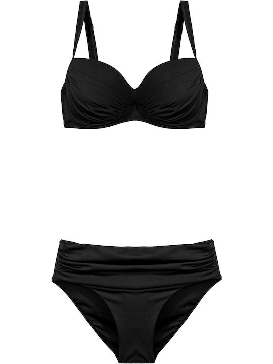 Top Bikini Sutien Cupe D Cu Burete Negru