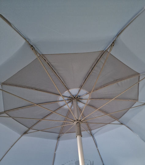 Maui & Sons Folding Aluminum Beach Umbrella Diameter 1.9m with UV Protection and Air Duct Clear Sky