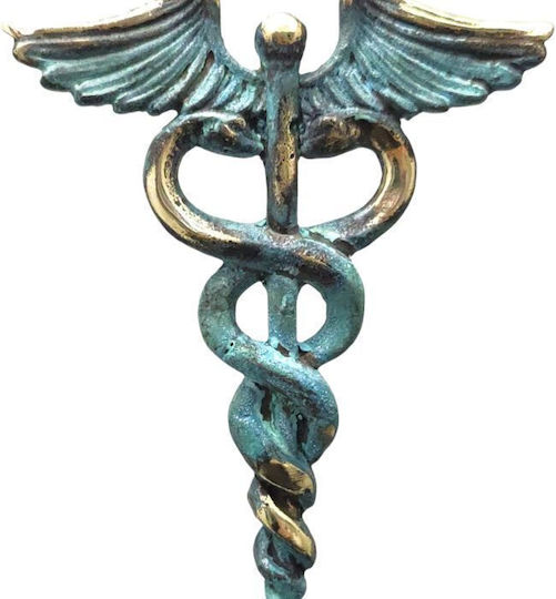 Statuetă din bronz cu Toiagul lui Asclepius