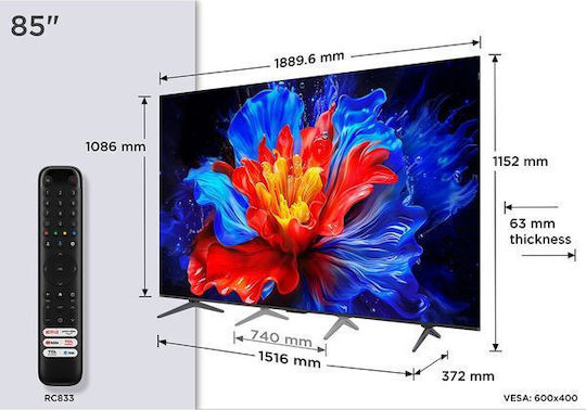 TCL Смарт Телевизор 85" 4K UHD QLED 85P8K HDR (2025)