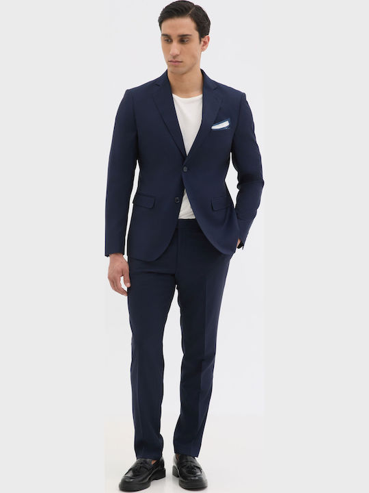 Pantaloni Elastic cu Croială Slim Blue