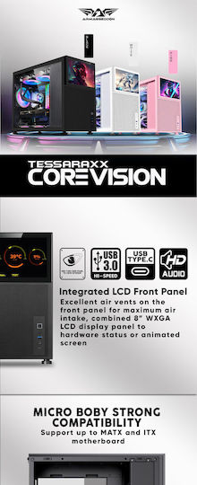 Armaggeddon Tessaraxx Corevision Gaming Midi-Turm Computergehäuse mit Seitenfenster Schwarz