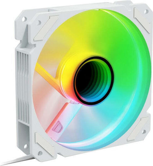 Sharkoon SHARK Mirror 4-изводна ШИМ Обратен Перка Вентилатор За Кутия 120мм (1500оборота) С RGB Осветление И Свързване 4-изводна ШИМ Бял