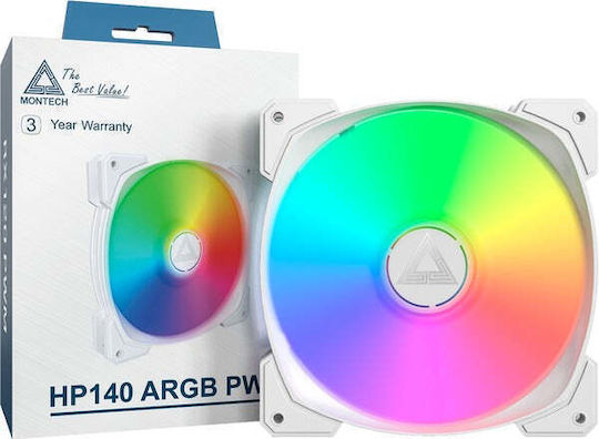 Montech Case Fan 140mm (95.61cfm) με ARGB Φωτισμό Λευκό