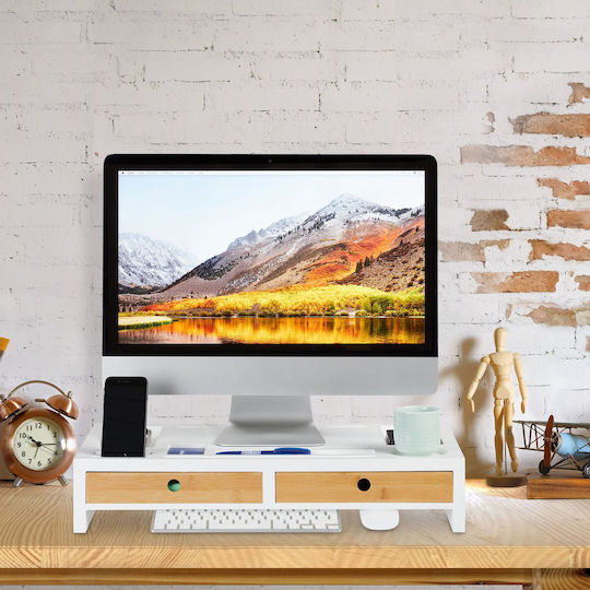 Relaxdays Schreibtisch Halterung Monitor Weiß (10025710)