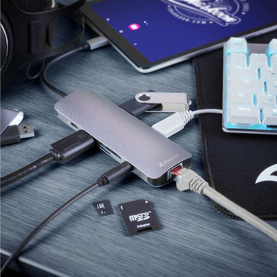 Sharkoon USB-C Docking Station with HDMI 4K PD Ethernet Gray (4044951026739)
