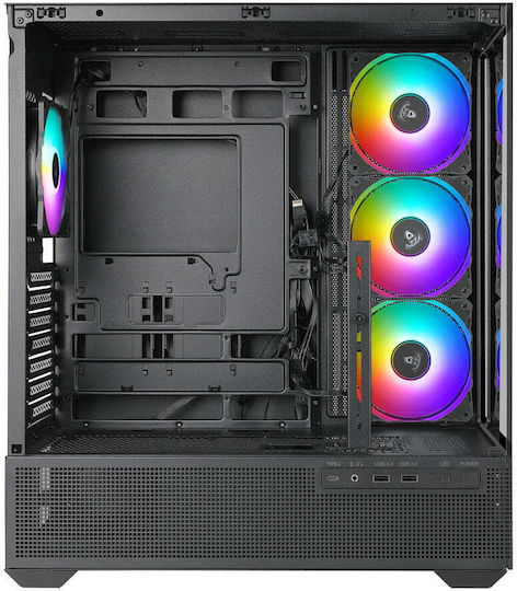 Azza Gaming Midi Tower Κουτί Υπολογιστή με Πλαϊνό Παράθυρο και ARGB Φωτισμό Μαύρο
