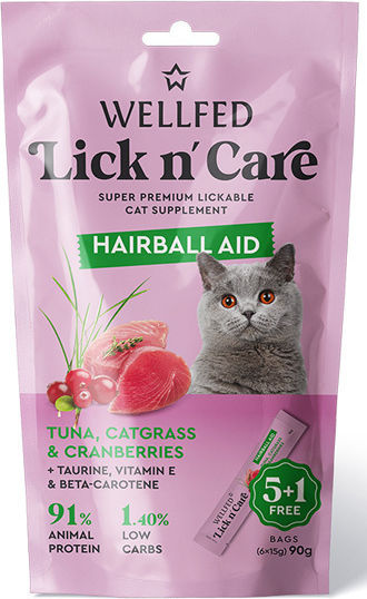 Wellfed Κρεμώδης Λιχουδιά Γάτας Lick N’ Care Hairbal Aid 90gr