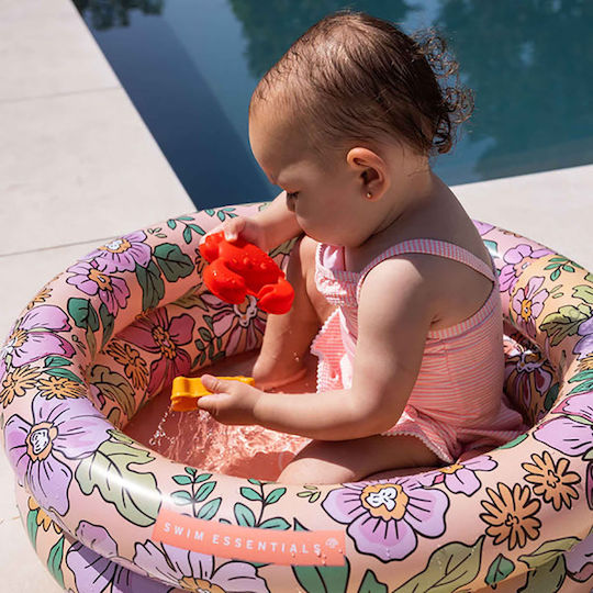 Swim Essentials Pink Blossom Children's Round Swimming Pool PVC 15L Inflatable Pink