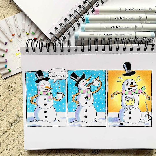 Ohuhu Pastel Alcohol Drawing Markers Brush & Fine Set 48 Colours