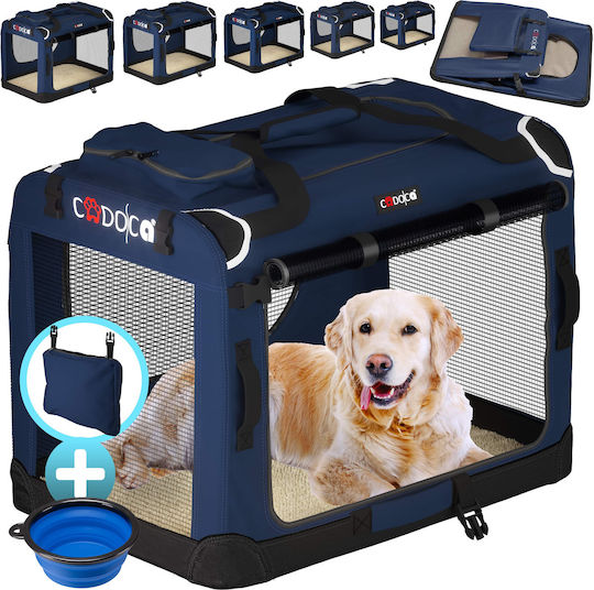 Cadoca Pet Transport Bag 101x69x70cm Small Large Dogs Foldable 3-sided Opening Blue