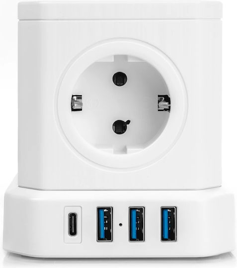 Spacetronik Πολύπριζο 3 Θέσεων με 3 USB-A και 1 USB-C