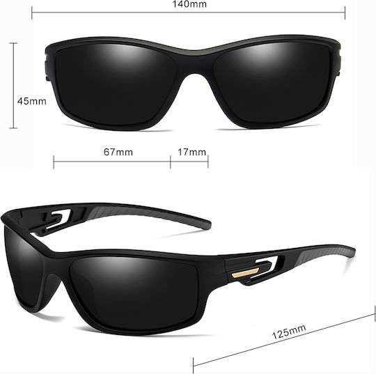 Techsuit Bike Glasses 201910 Cycling Sport Outdoor Activities Polarized Rectangular Unisex Black Red