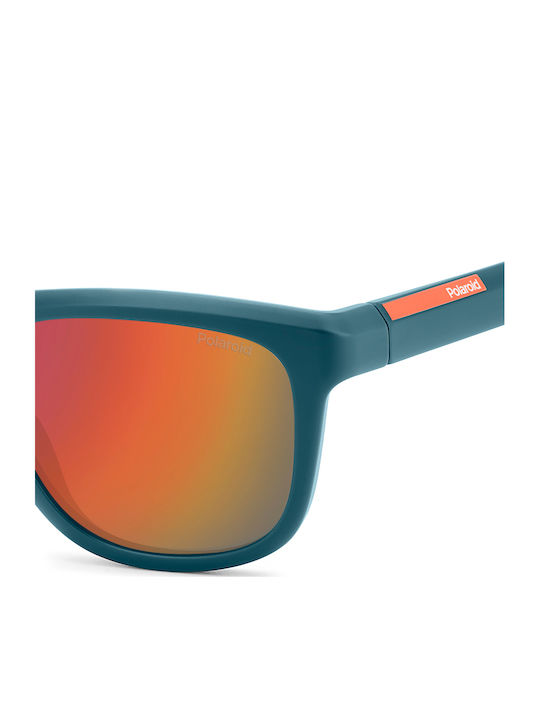 Polaroid Herren Sonnenbrille mit Blau Kunststoff Gestell und Orange Spiegel Linse PLD2163/S 5BF/OZ