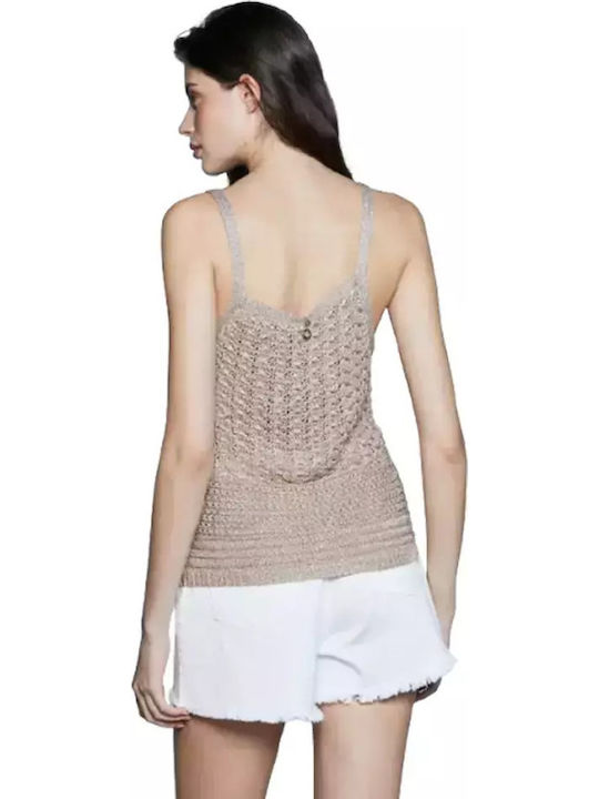 Damen Bluse Ärmellos Gold