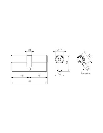 Thirard Lock Cylinder Security 60mm (30-30) with 5 Keys