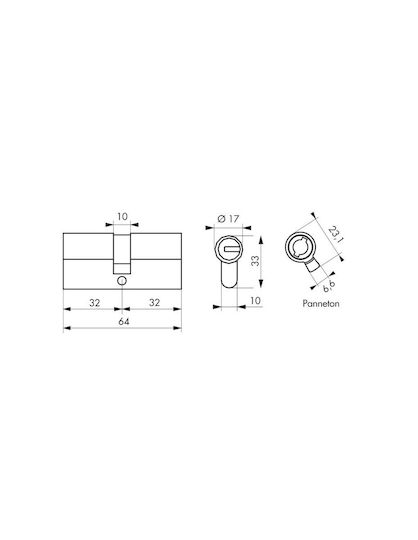 Thirard Κύλινδρος Κλειδαριάς Ασφαλείας 60mm (30-30) με 5 Κλειδιά