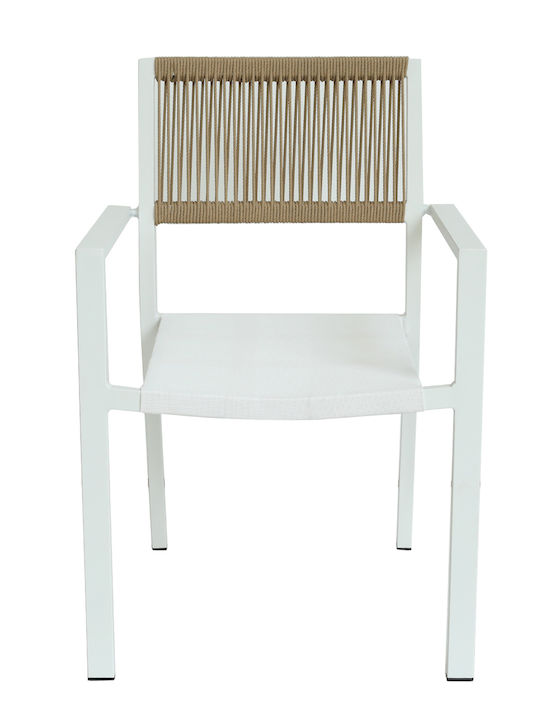 Outdoor Armchair Rattan Horus White/Brown 56x58x83cm