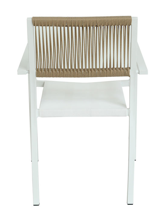 Outdoor Armchair Rattan Horus White/Brown 56x58x83cm