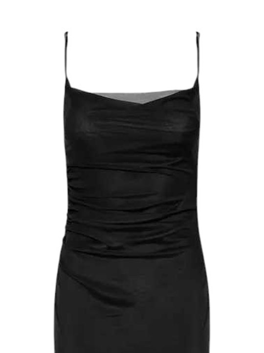 Summer Midi Evening Drape Open Back Dress with Tulle Black
