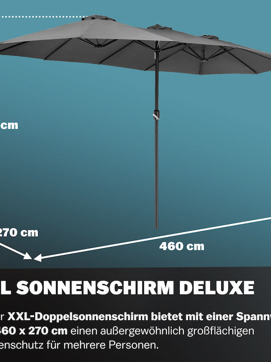 Metallisch Grauer Garten- und Terrassen-Sonnenschirm 4.6x2.7m