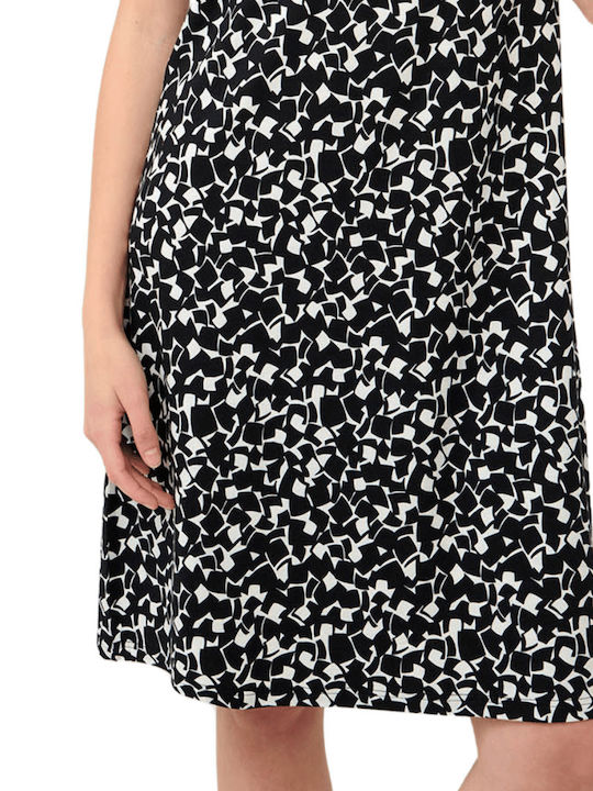 Summer Midi Dress Black and White Black