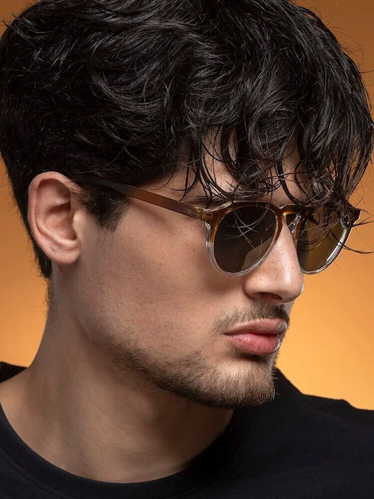 Twig Woolf Unisex Sunglasses with Green Horn-Rimmed Frame and Green Lens WOF02
