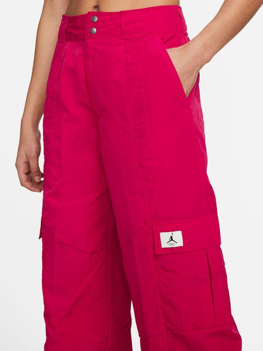 Women's Fabric Cargo Trousers Red