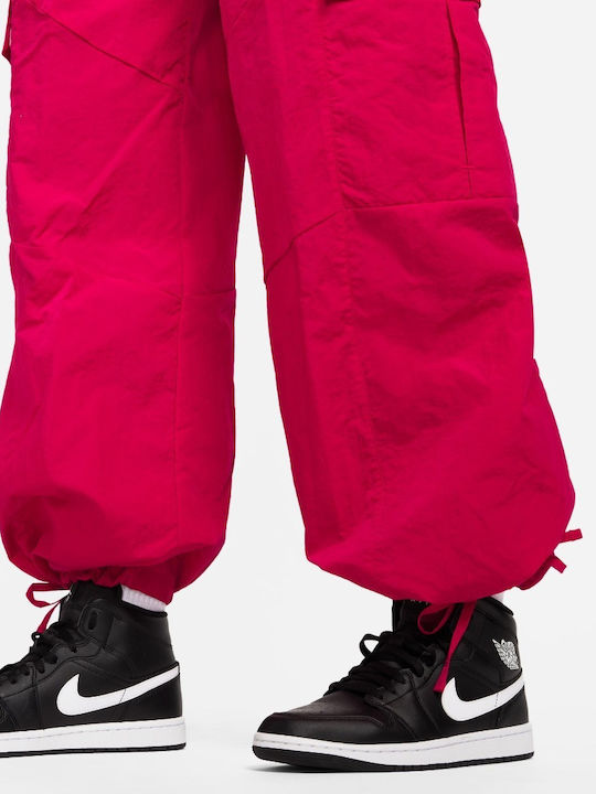 Women's Fabric Cargo Trousers Red