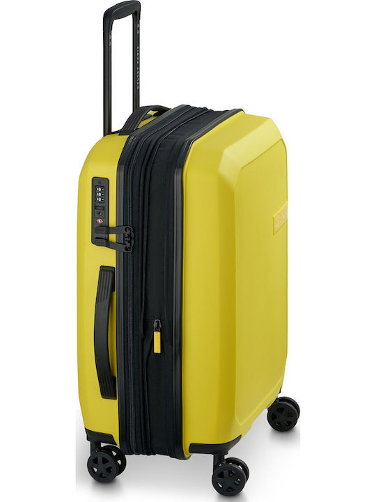Delsey Slim Expandable Cabin Travel Suitcase Hard Bright Yellow with 4 Wheels Height 55cm 310580345