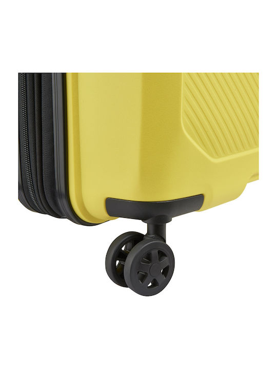 Delsey Slim Expandable Cabin Travel Suitcase Hard Bright Yellow with 4 Wheels Height 55cm 310580345