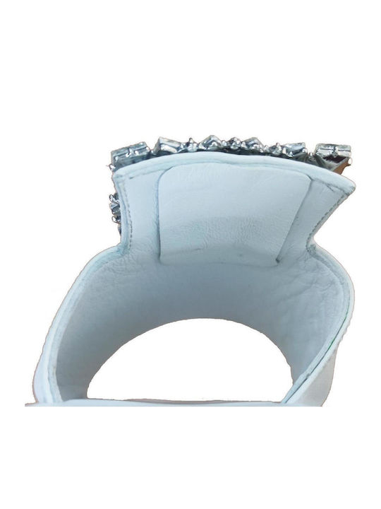 Leder Flache Sandalen für Damen in Weiß Farbe