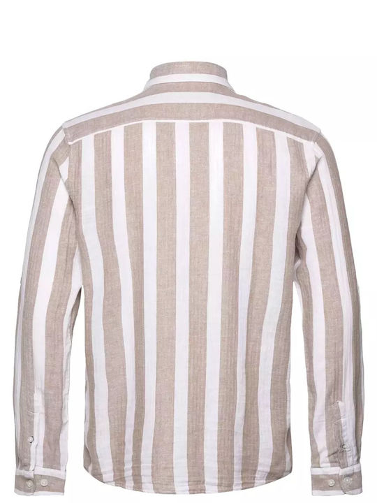 Long-sleeved Shirt Striped Beige/white