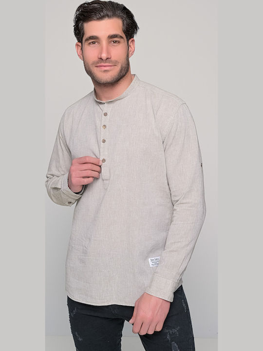 Komo Long-sleeved Linen Shirt Khaki