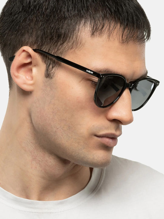 Smooder Unisex Sonnenbrille mit Schwarz Kunststoff Gestell und Schwarz Linse YAS01