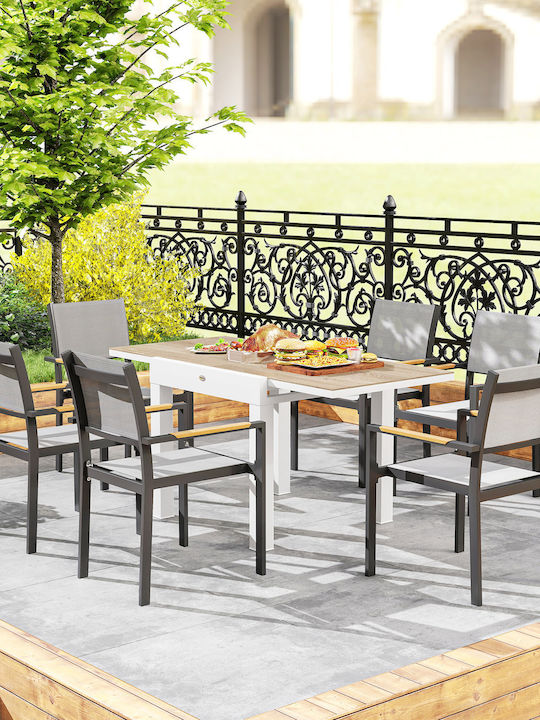 Tisch Ausziehbar White 160x80x75cm