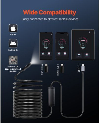 Vevor Endoscope Camera with 15m Cable