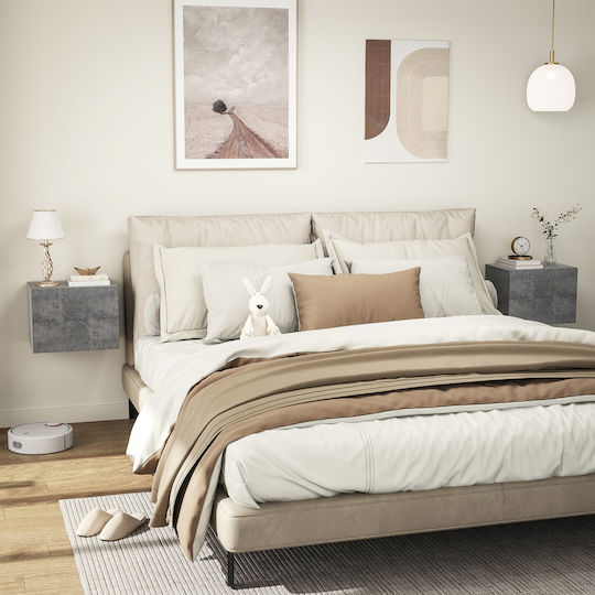 Bedside Tables Wooden Gray 2 Pieces 40x29x30cm