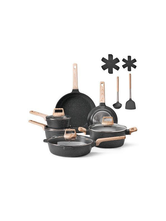 Vevor Cookware Set Made of Black Aluminum with Stone Coating 6 Pieces