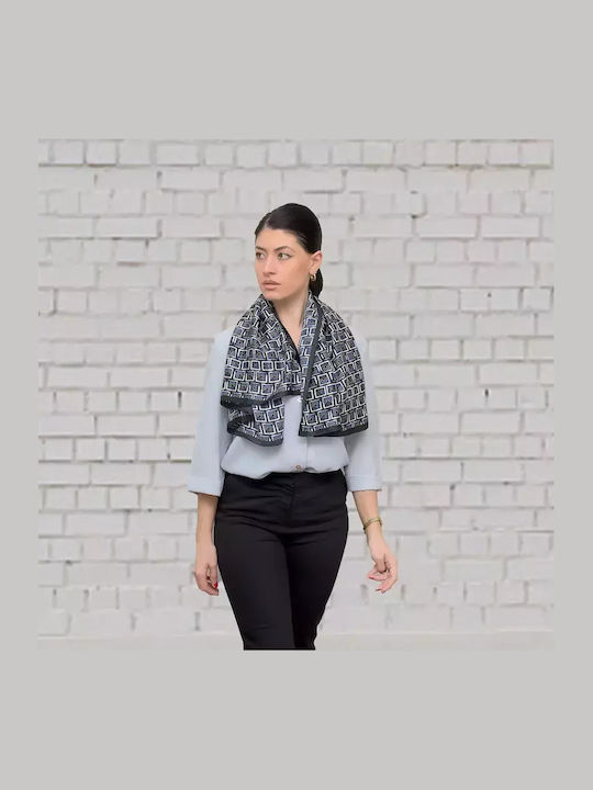 Kalfas Luxury Silk Γυναικείο Μεταξωτό Φουλάρι Μαύρο