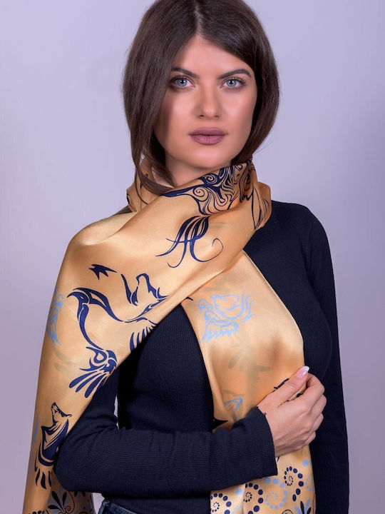 Kalfas Luxury Silk Women's Silk Scarf Gold
