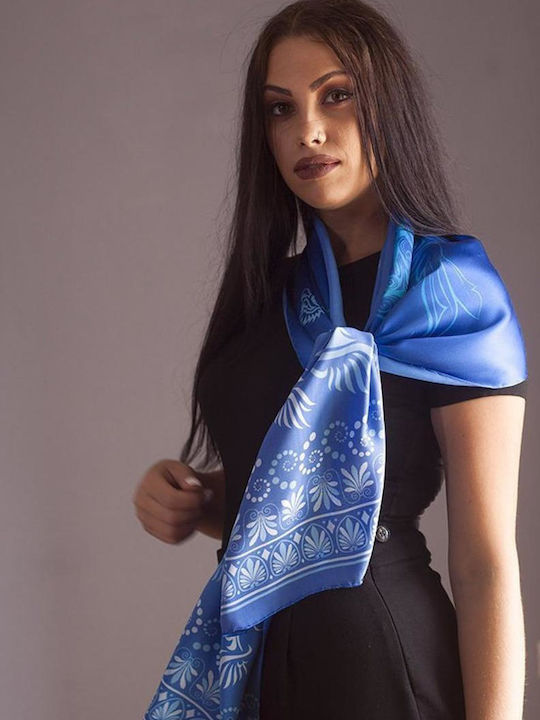 Kalfas Luxury Silk Γυναικείο Μεταξωτό Φουλάρι Μπλε