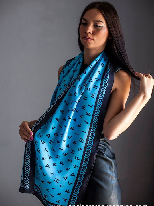 Kalfas Luxury Silk Women's Silk Scarf Blue