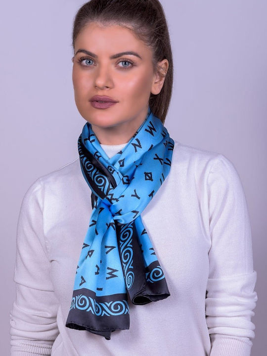 Kalfas Luxury Silk Women's Silk Scarf Blue